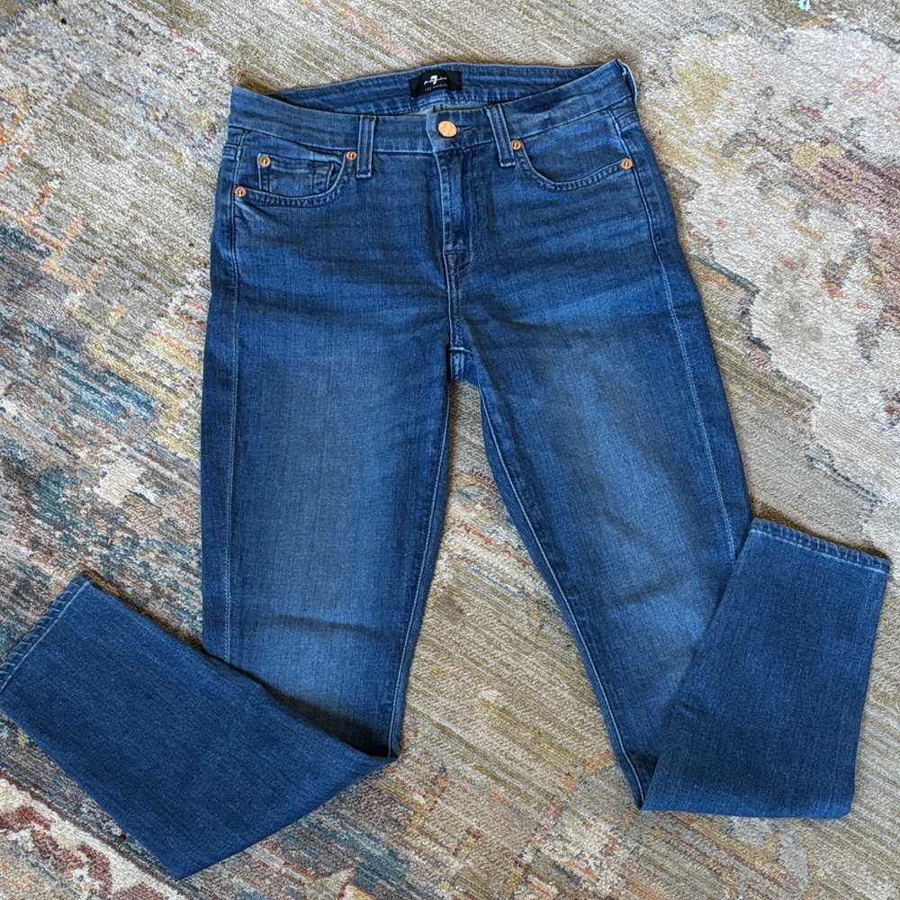 7 For All Mankind Dark Blue Skinny Jeans
